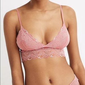 Madewell brand new with tags lace longline bralette in nude